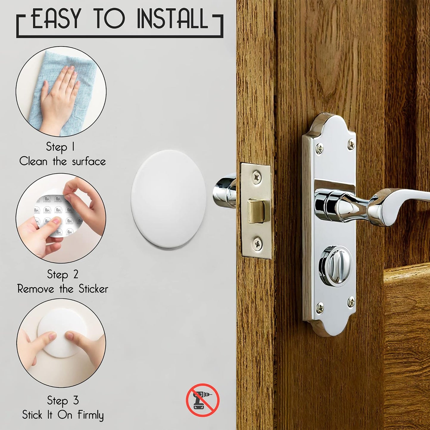 Door Stoppers - Large 3.15" (4 PCS) - Door Stoppers for Wall with Strong Back Adhesive - Quiet and Shock Absorbent Silicone Wall Protectors from Door Knobs - Protects Every Wall Surface - White - Arunify